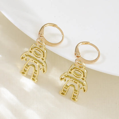 1 Pair Fashion Astronaut Rocket Planet Alloy Plating Hollow Out Women's Drop Earrings