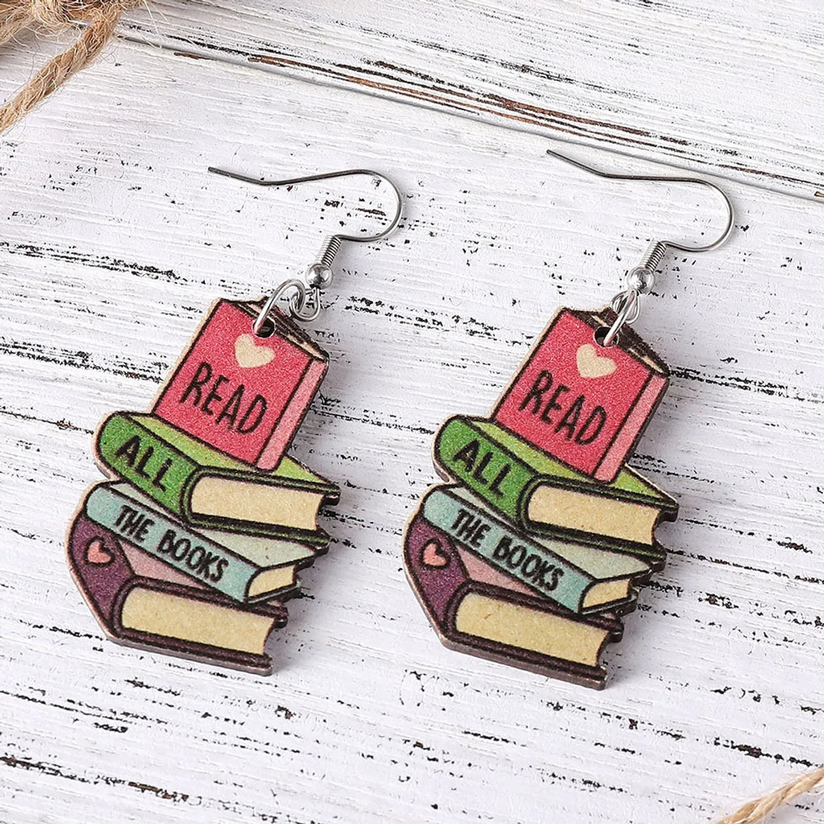 1 Pair Fashion Book Wood Handmade Women'S Drop Earrings