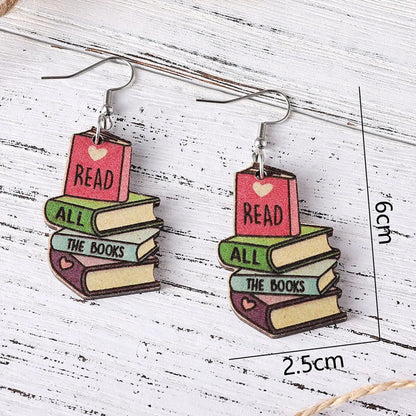 1 Pair Fashion Book Wood Handmade Women'S Drop Earrings