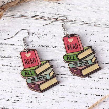 1 Pair Fashion Book Wood Handmade Women'S Drop Earrings