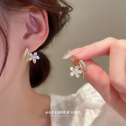 1 Pair Fashion Bow Knot Metal Inlay Zircon Women'S Ear Studs