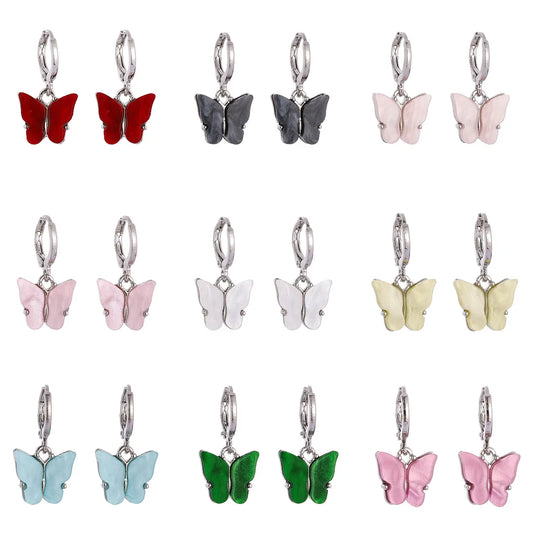 1 Pair Fashion Butterfly Acetic Acid Sheets Women's Drop Earrings