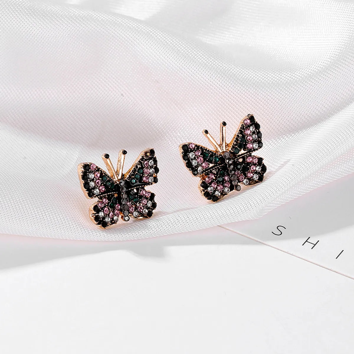 1 Pair Fashion Butterfly Alloy Plating Rhinestones Women's Ear Studs