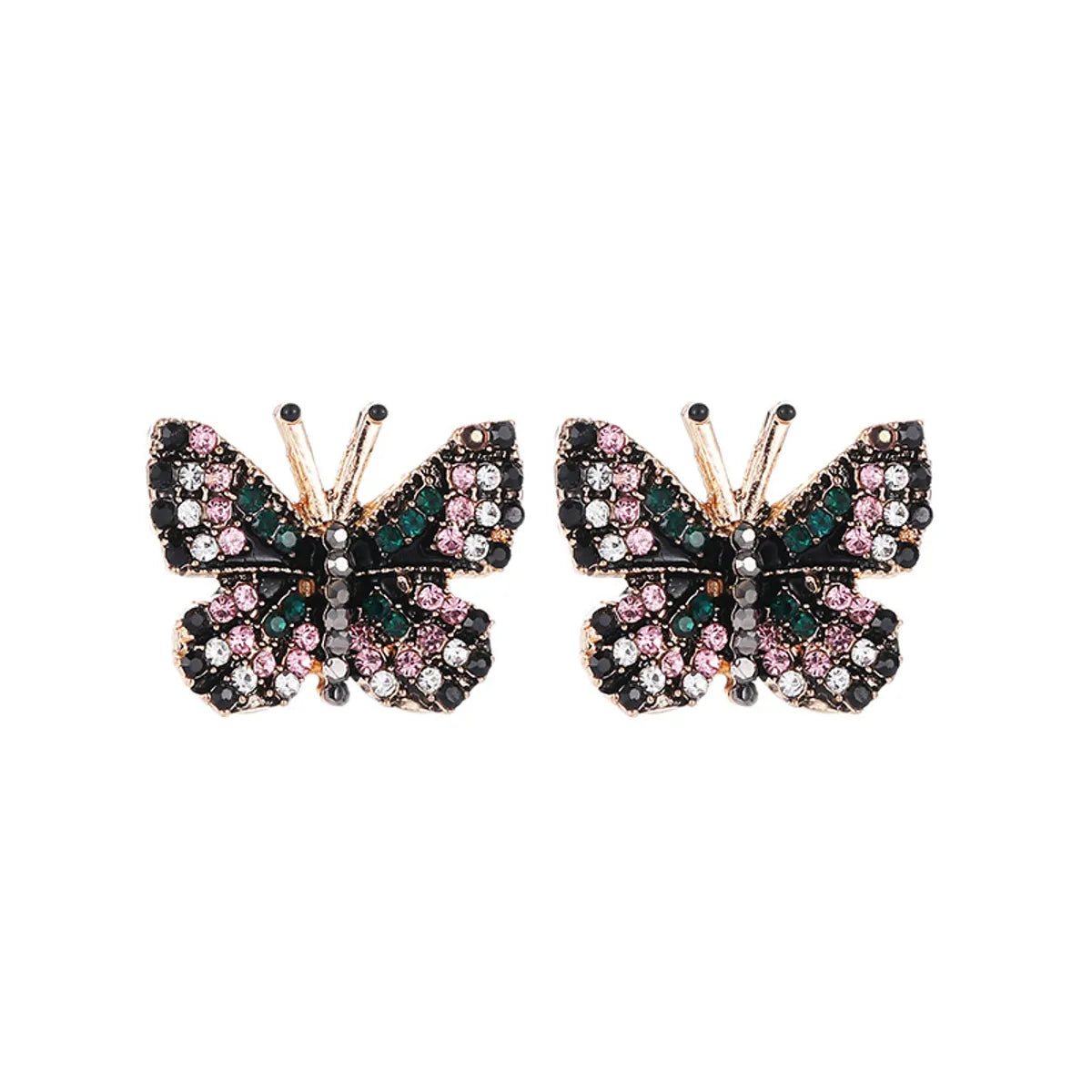 1 Pair Fashion Butterfly Alloy Plating Rhinestones Women's Ear Studs