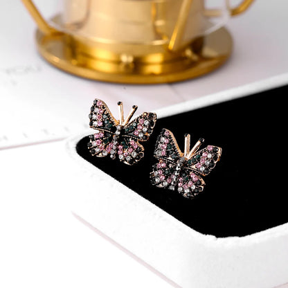 1 Pair Fashion Butterfly Alloy Plating Rhinestones Women's Ear Studs