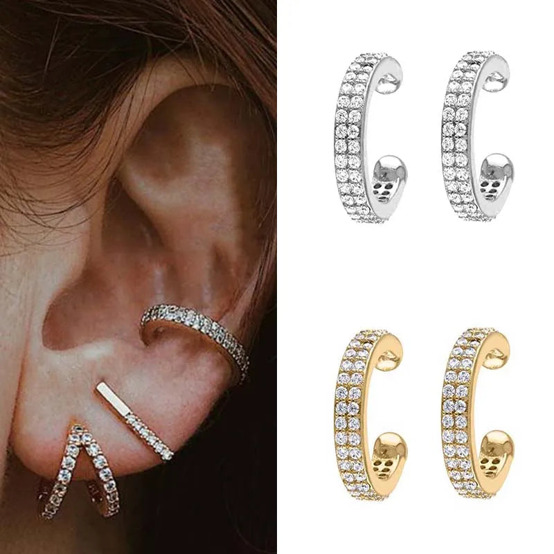 1 Pair Fashion C Shape Plating Inlay Copper Zircon Gold Plated Ear Clips