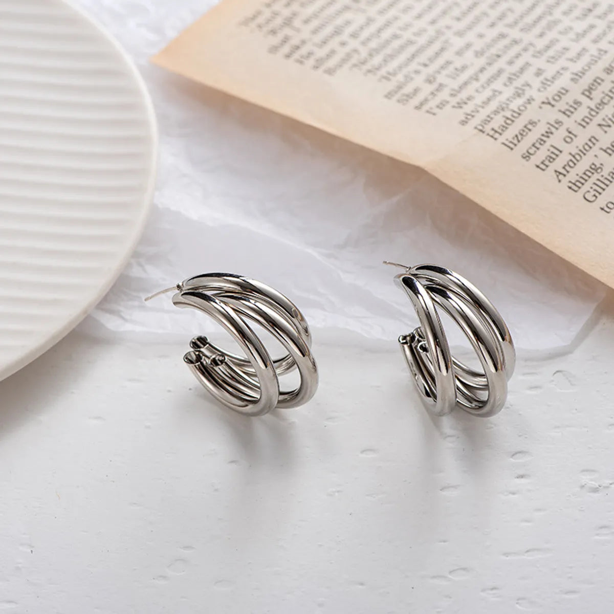 1 Pair Fashion C Shape Plating Metal Ear Studs