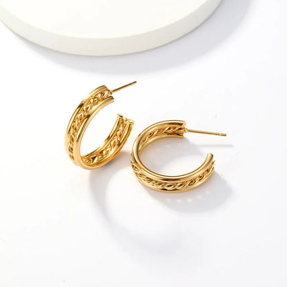 1 Pair Fashion C Shape Plating Stainless Steel 18k Gold Plated Ear Studs