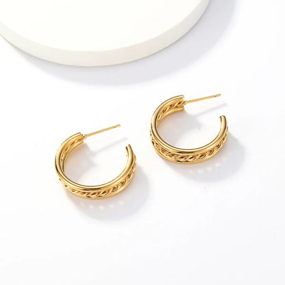 1 Pair Fashion C Shape Plating Stainless Steel 18k Gold Plated Ear Studs