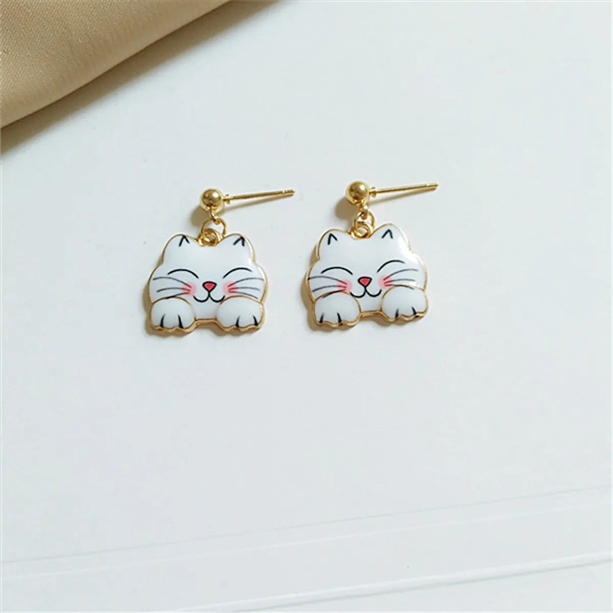 1 Pair Fashion Cat Alloy Enamel Women'S Drop Earrings