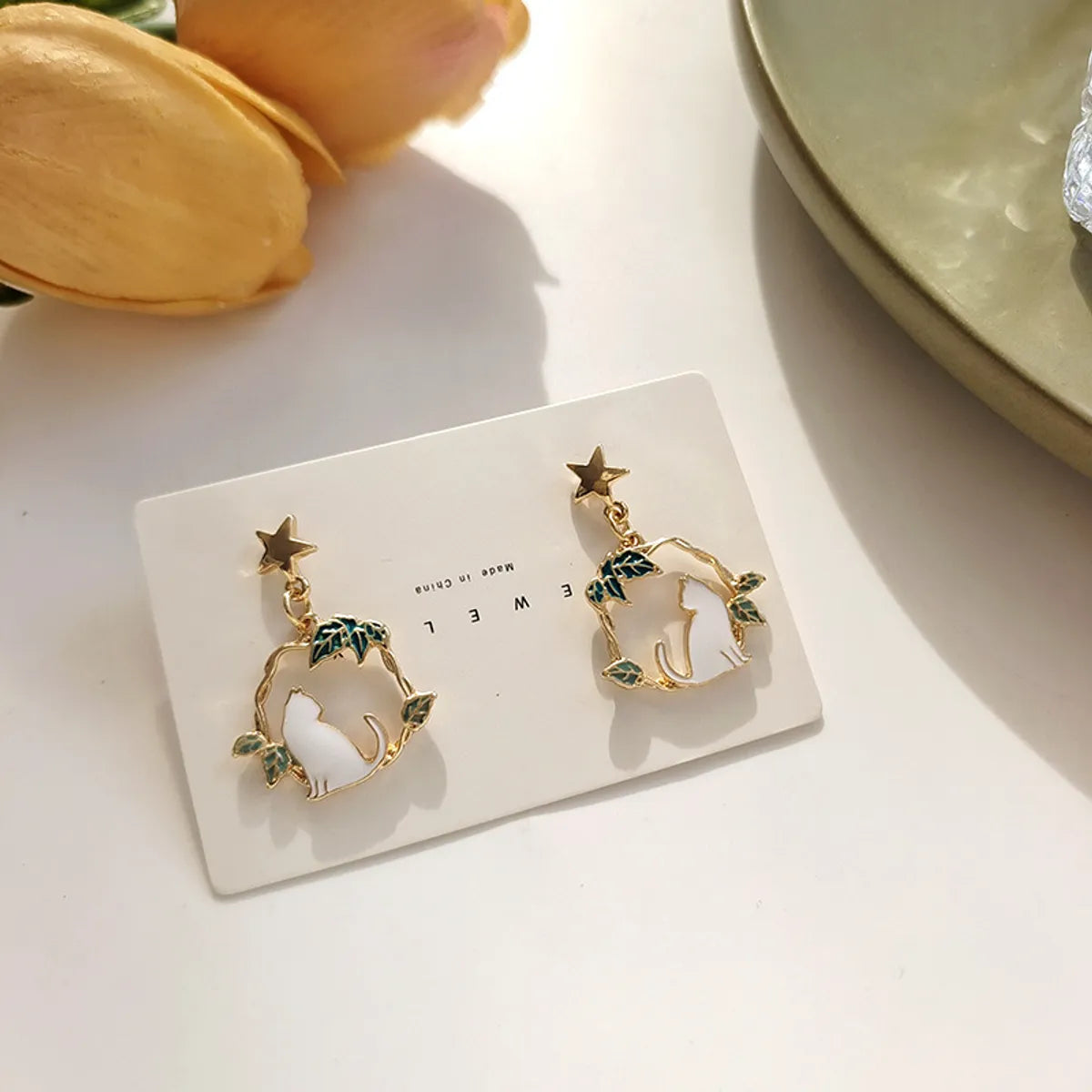 1 Pair Fashion Cat Alloy Plating Women'S Earrings