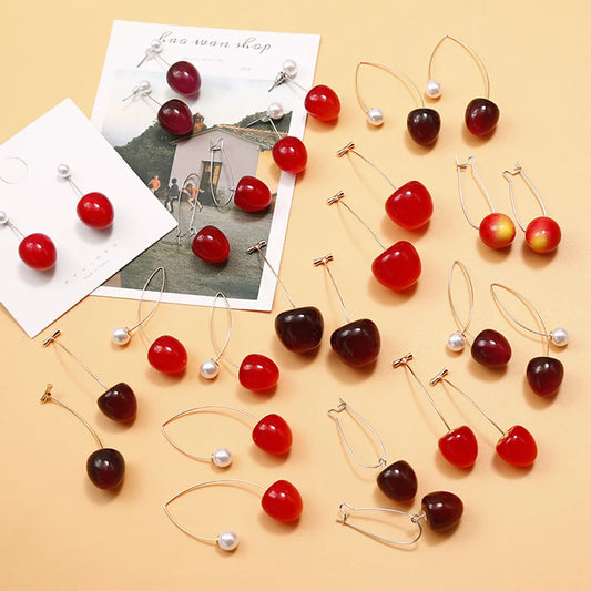 1 Pair Fashion Cherry Alloy Resin Plating Women'S Earrings