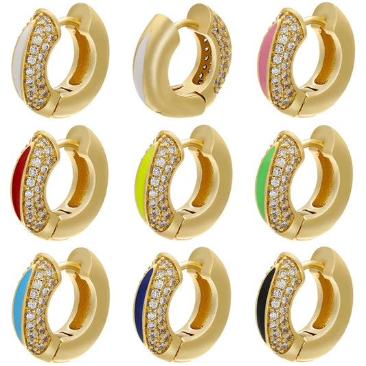 1 Pair Fashion Circle Copper Plating Zircon Earrings