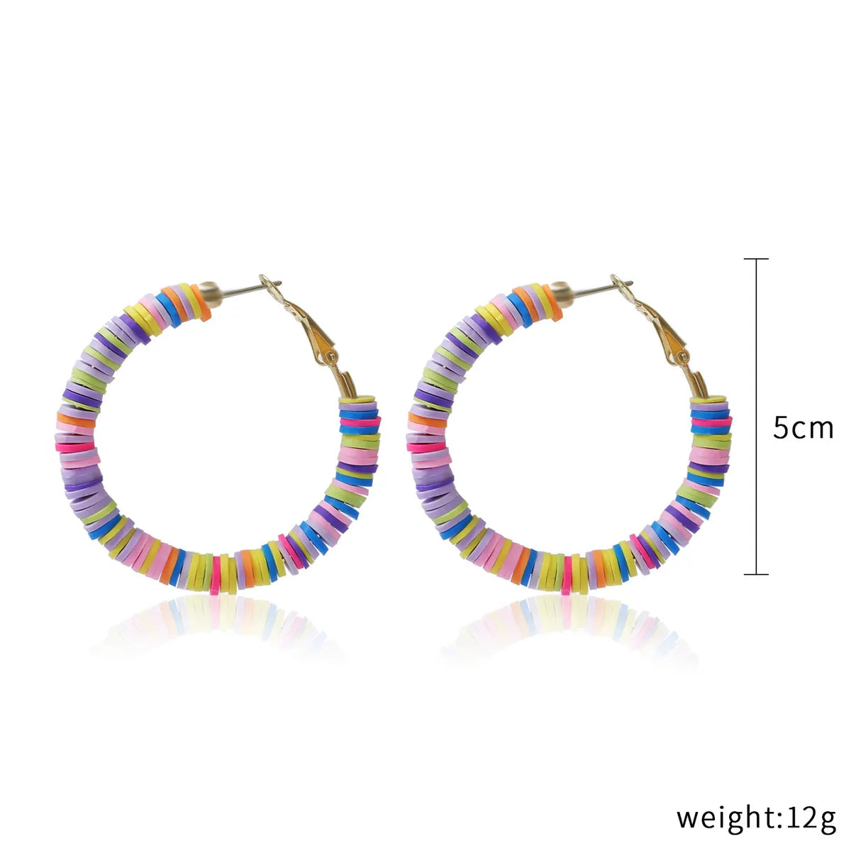 1 Pair Fashion Circle Soft Clay Beaded Women's Earrings