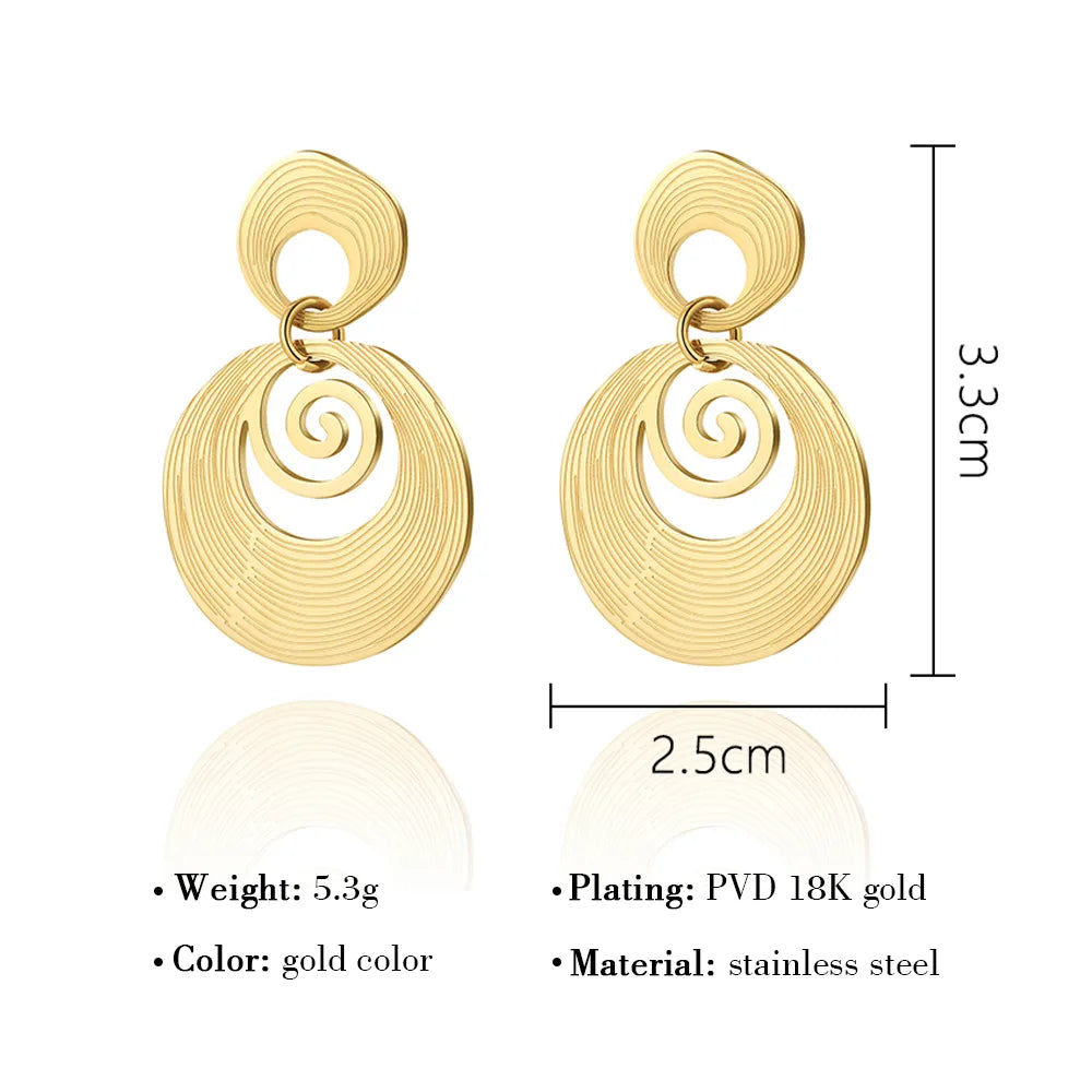 1 Pair Fashion Circle Titanium Steel Plating Drop Earrings