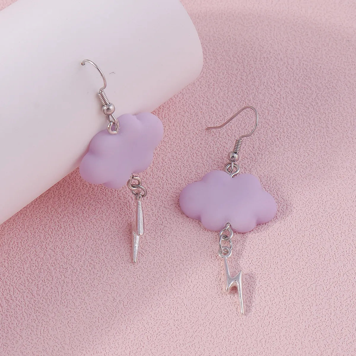 1 Pair Fashion Clouds Lightning Alloy Resin Drop Earrings