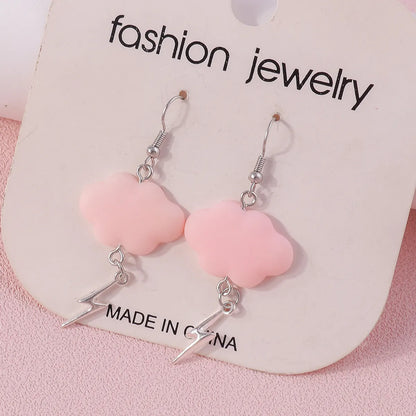 1 Pair Fashion Clouds Lightning Alloy Resin Drop Earrings