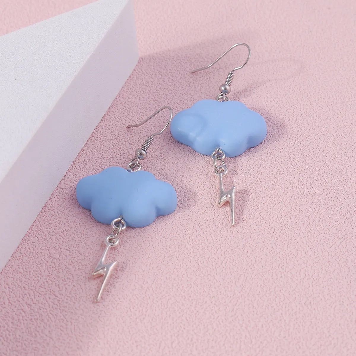 1 Pair Fashion Clouds Lightning Alloy Resin Drop Earrings