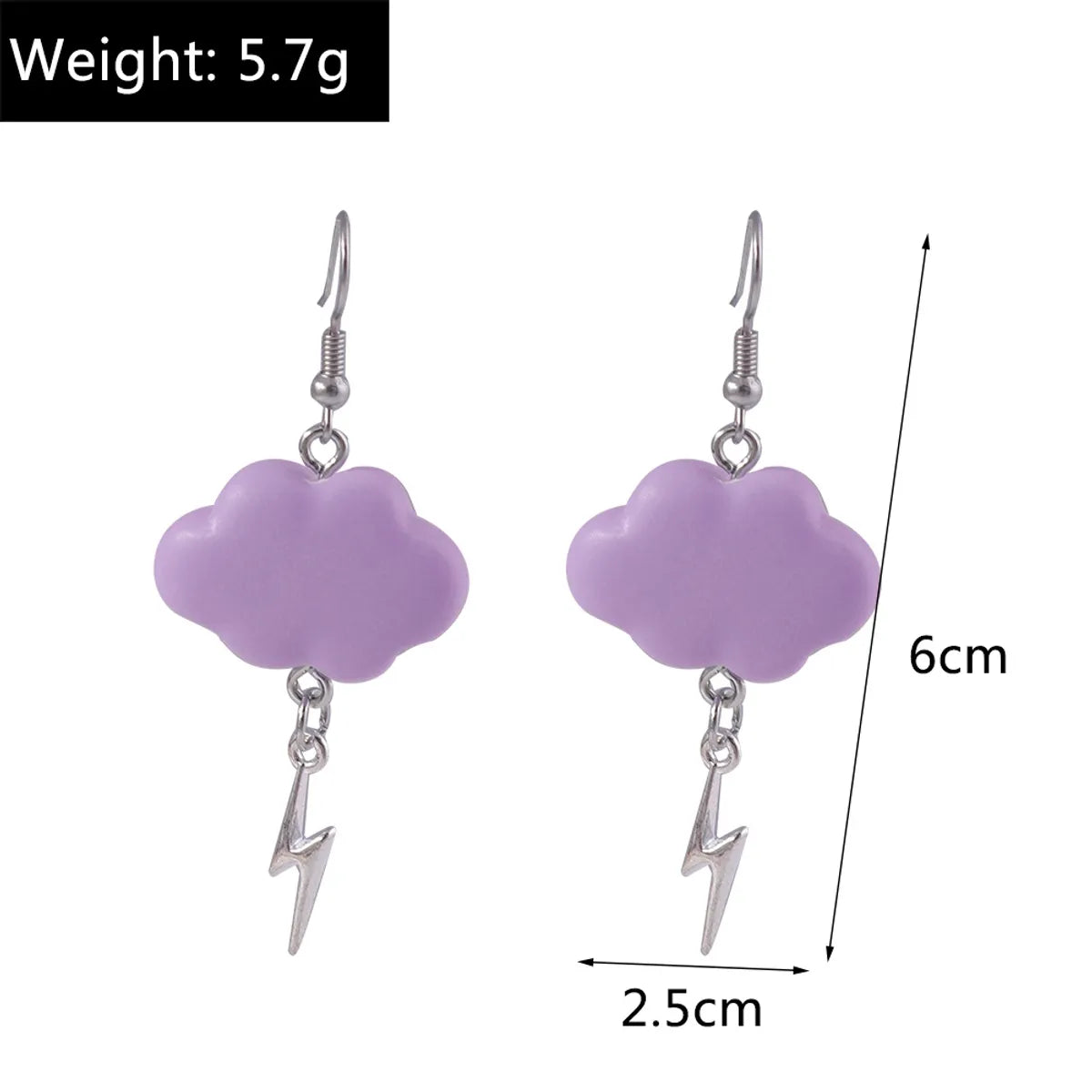 1 Pair Fashion Clouds Lightning Alloy Resin Drop Earrings