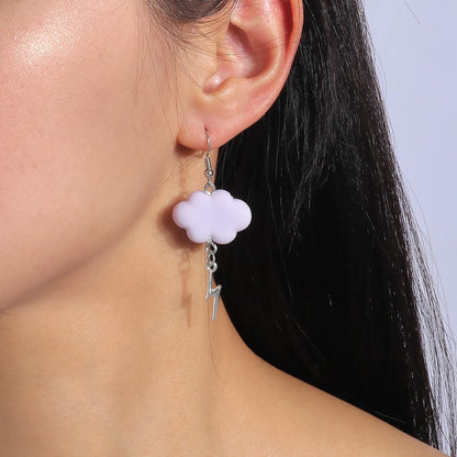 1 Pair Fashion Clouds Lightning Alloy Resin Drop Earrings