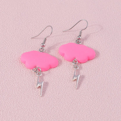 1 Pair Fashion Clouds Lightning Alloy Resin Drop Earrings