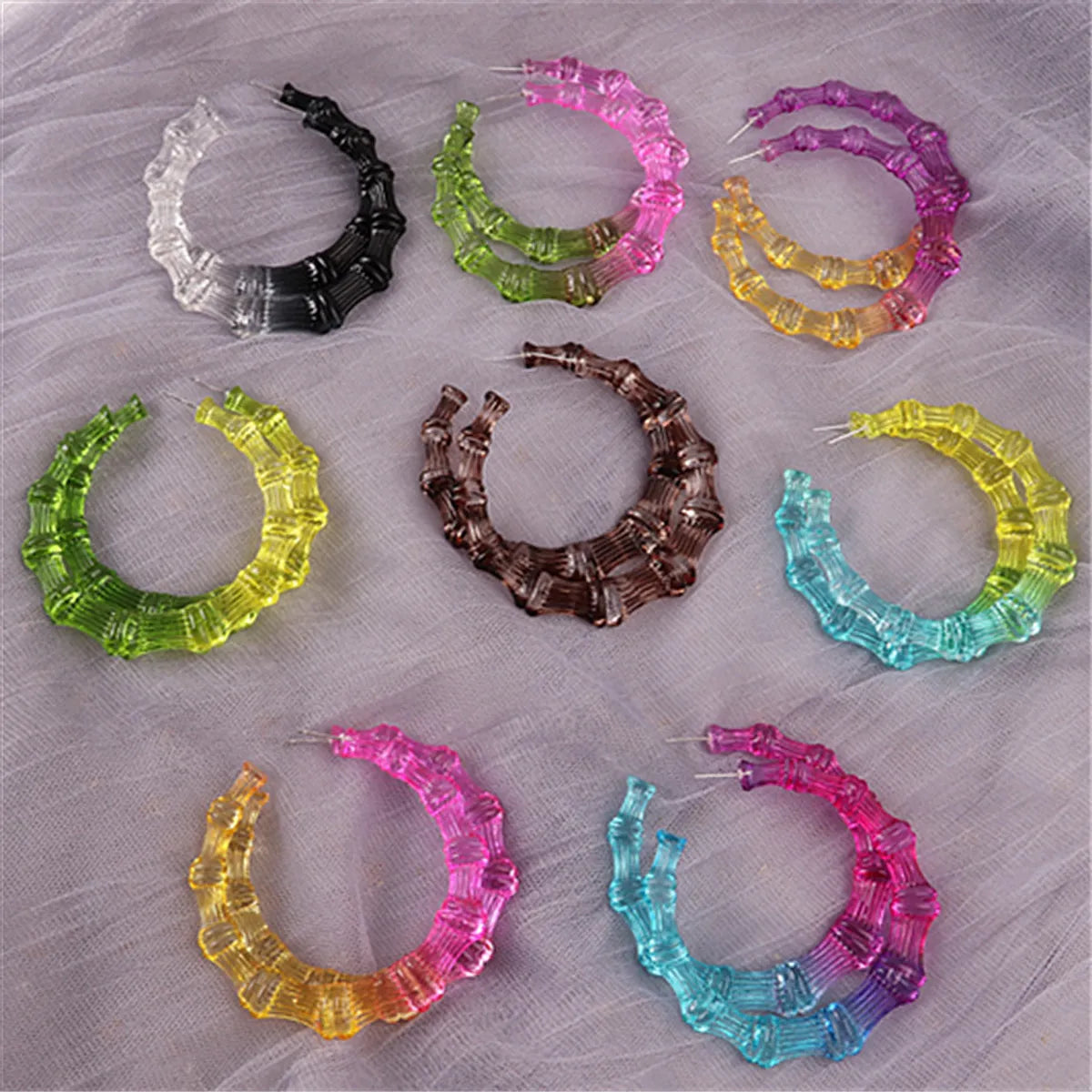 1 Pair Fashion Colorful Transparent Arylic Women's Hoop Earrings