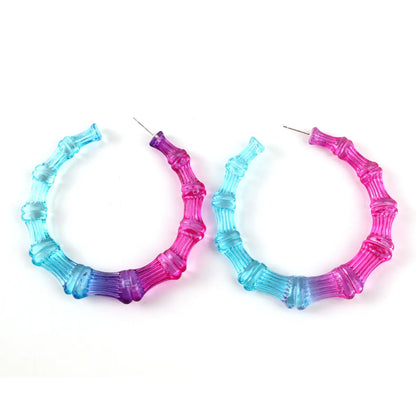 1 Pair Fashion Colorful Transparent Arylic Women's Hoop Earrings