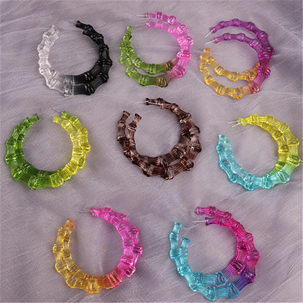 1 Pair Fashion Colorful Transparent Arylic Women's Hoop Earrings