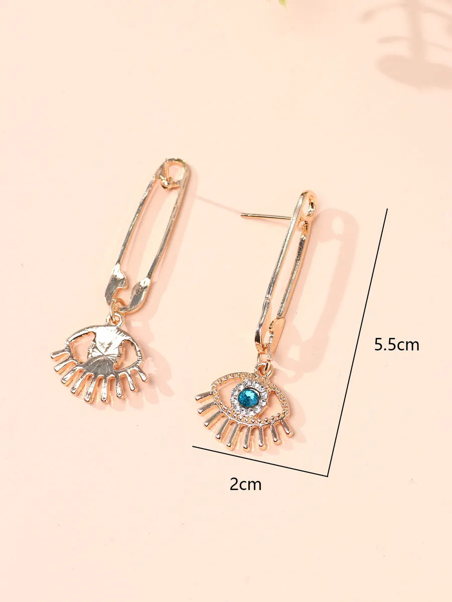 1 Pair Fashion Devil's Eye Alloy Inlay Zircon Gold Plated Women's Drop Earrings