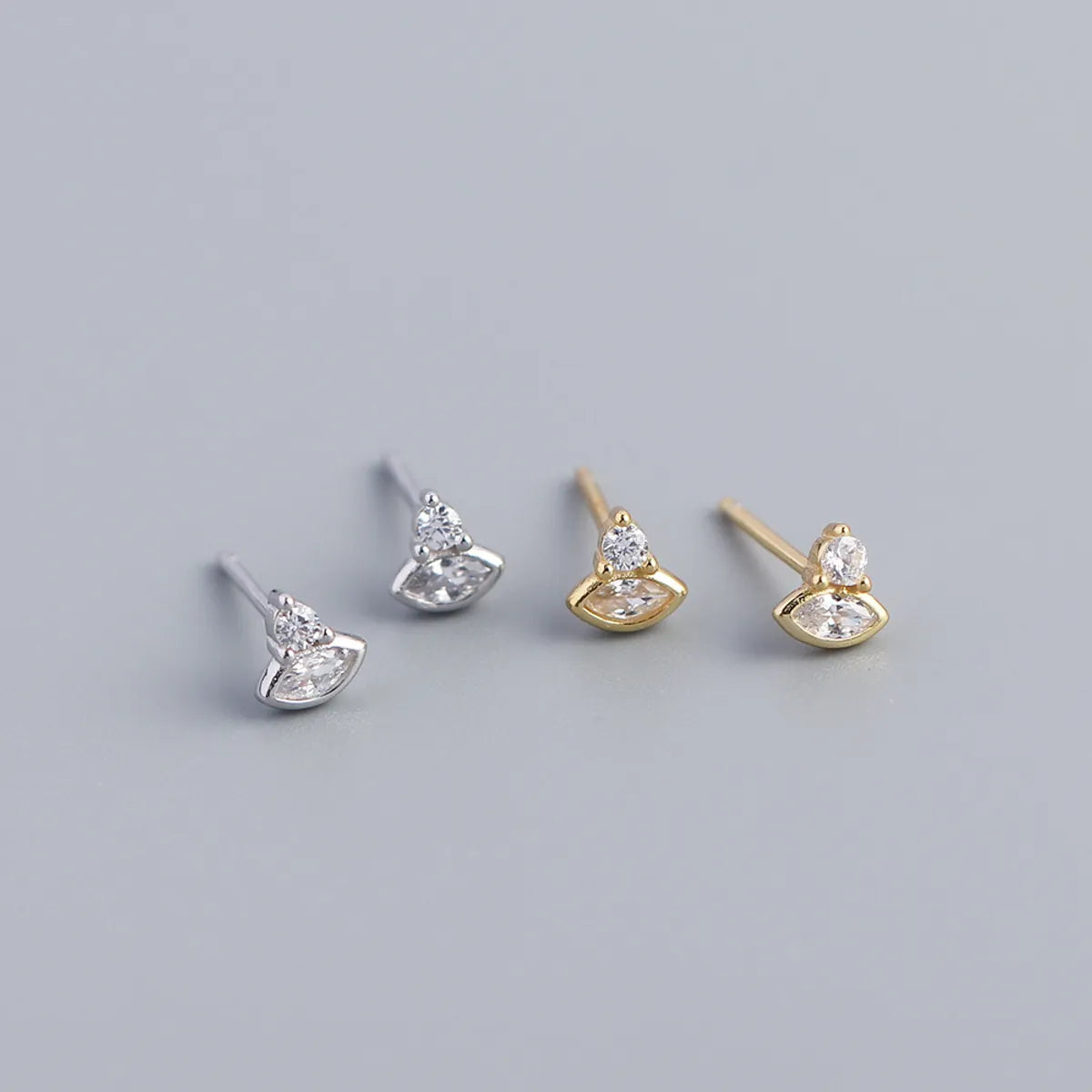 1 Pair Fashion Eye Sterling Silver Inlay Zircon Ear Studs