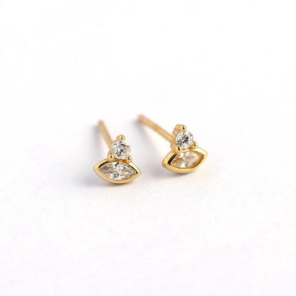 1 Pair Fashion Eye Sterling Silver Inlay Zircon Ear Studs