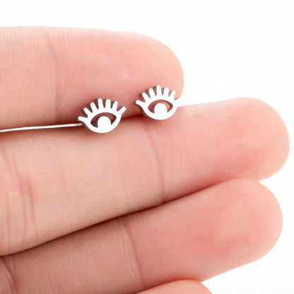 1 Pair Fashion Eye Titanium Steel Ear Studs