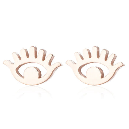 1 Pair Fashion Eye Titanium Steel Ear Studs