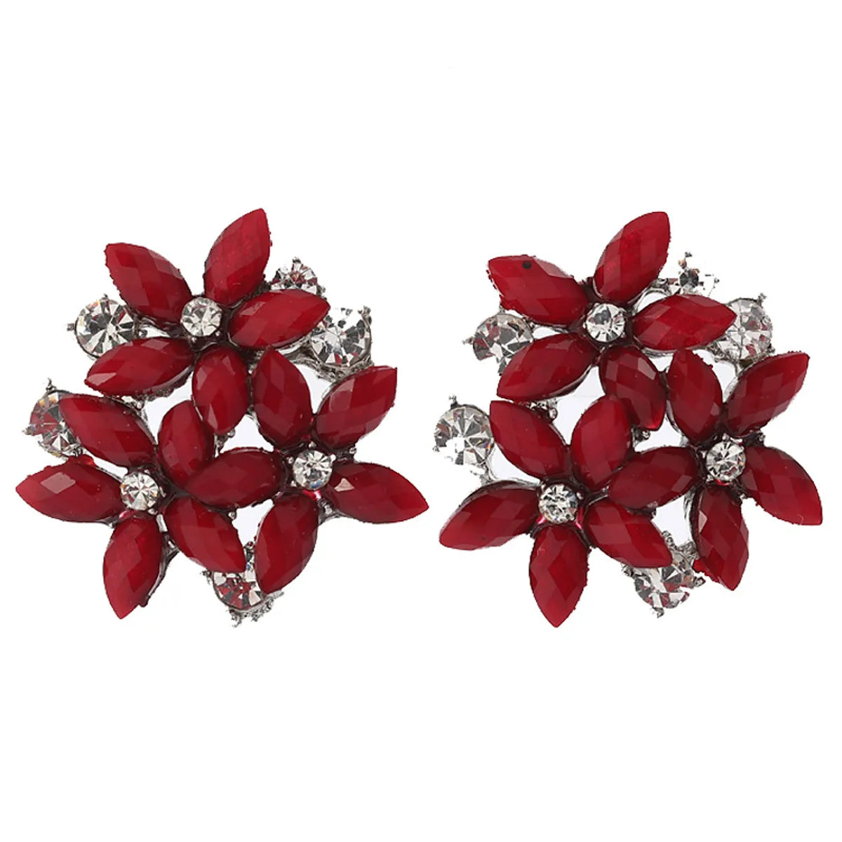 1 Pair Fashion Flower Alloy Inlay Zircon Women's Ear Studs