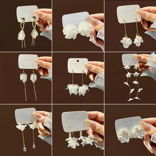 1 Pair Fashion Flower Alloy Plating Artificial Pearls Women's Drop Earrings