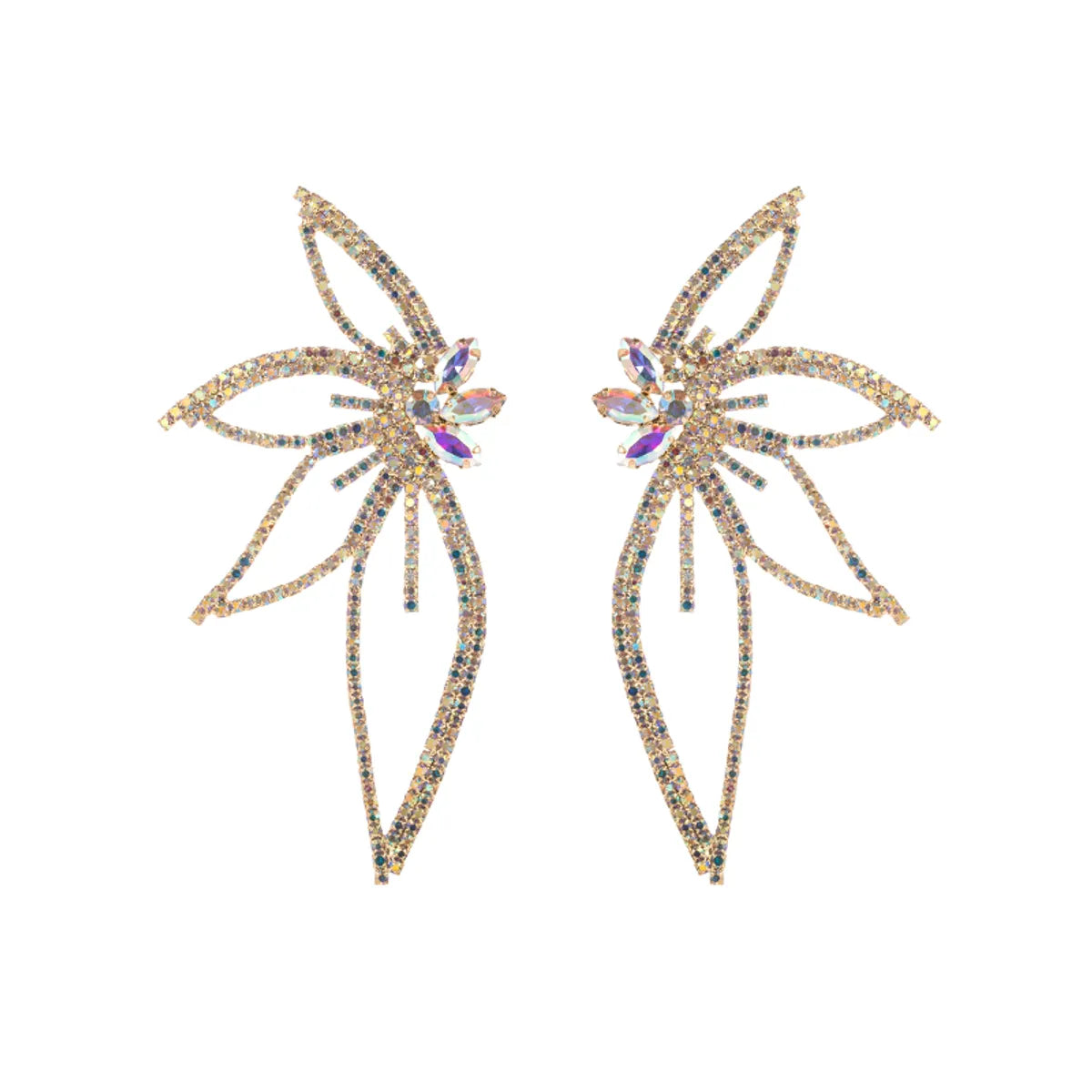 1 Pair Fashion Flower Alloy Plating Inlay Rhinestones Glass Women's Ear Studs