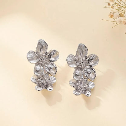 1 Pair Fashion Flower Alloy Drop Earrings