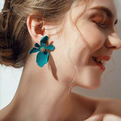 1 Pair Fashion Flower Alloy Ear Studs