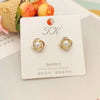 1 Pair Fashion Flower Butterfly Bow Knot Alloy Inlay Artificial Pearls Rhinestones Shell Women'S Earrings