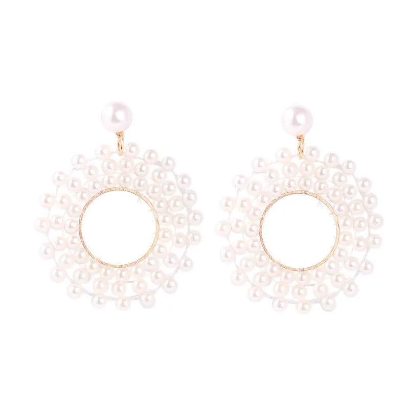 1 Pair Fashion Flower Imitation Pearl Women'S Drop Earrings