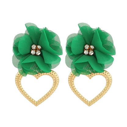 1 Pair Fashion Flower Metal Plating Inlay Artificial Gemstones Women's Drop Earrings