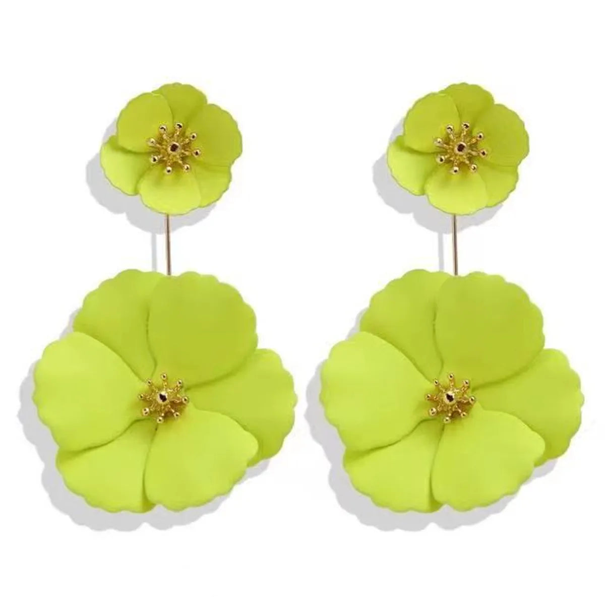 1 Pair Fashion Flower Metal Stoving Varnish Women'S Drop Earrings