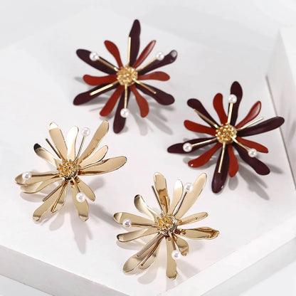 1 Pair Fashion Flower Metal Stoving Varnish Women's Ear Studs