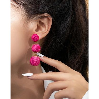 1 Pair Fashion Flower Rattan Handmade Women's Drop Earrings