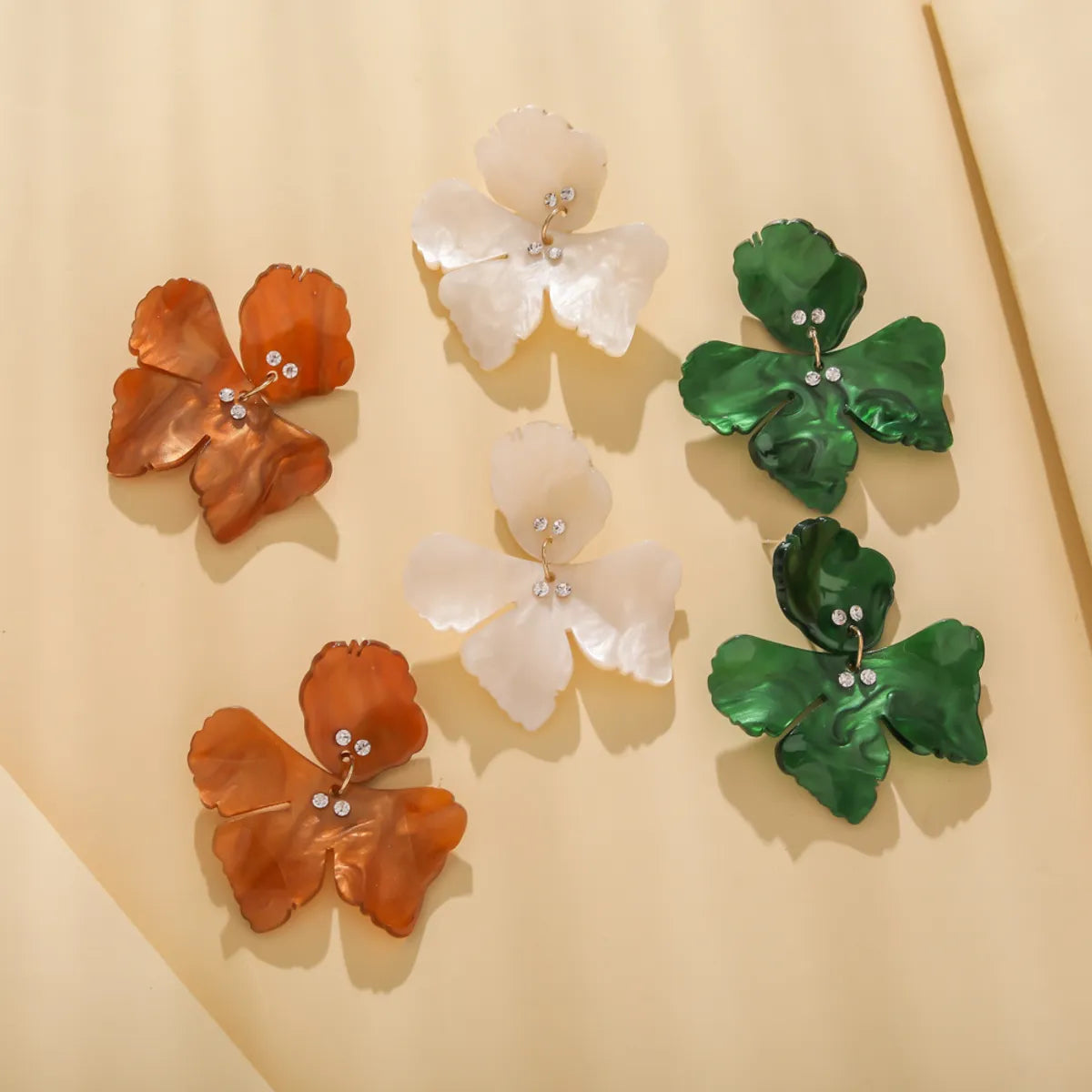 1 Pair Fashion Flower Resin Inlay Rhinestones Women's Drop Earrings