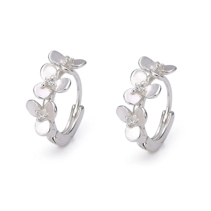 1 Pair Fashion Flower Sterling Silver Plating Hoop Earrings