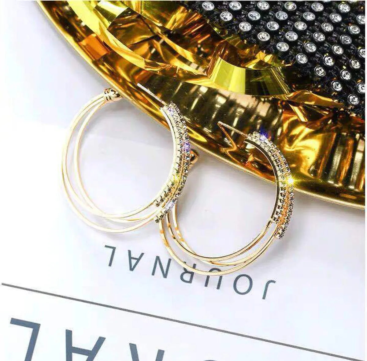 1 Pair Fashion Geometric Alloy Inlay Rhinestones Women's Earrings