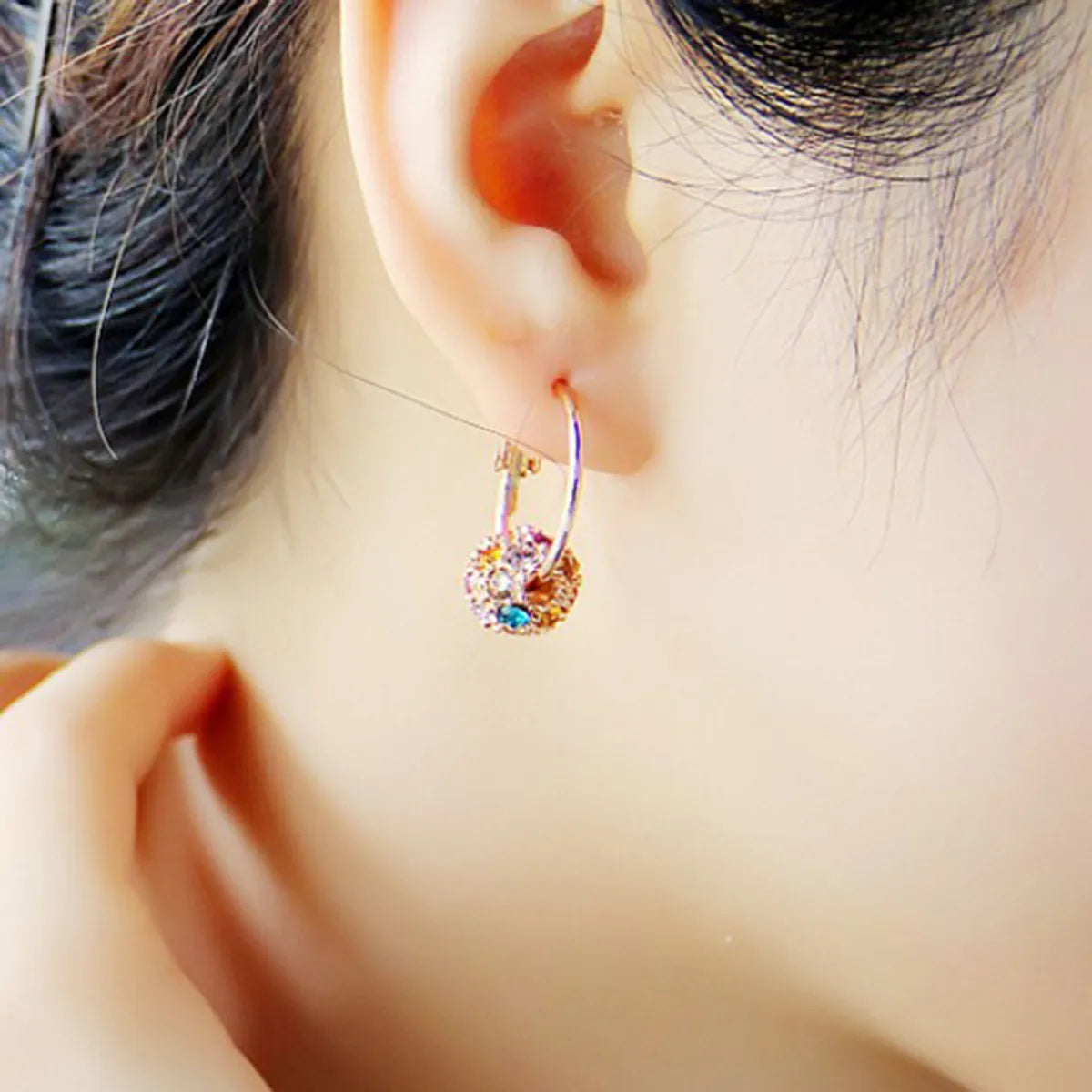 1 Pair Fashion Geometric Alloy Plating Artificial Gemstones Women's Earrings