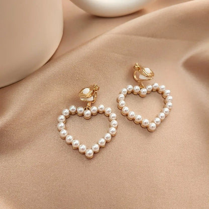 1 Pair Fashion Geometric Alloy Plating Artificial Pearls Rhinestones Women'S Ear Clips