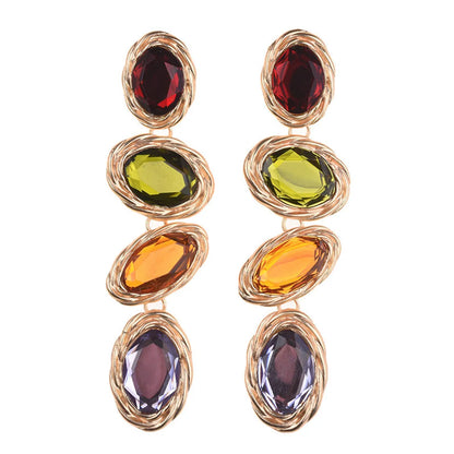 1 Pair Fashion Geometric Alloy Plating Metal Artificial Gemstones Women'S Drop Earrings